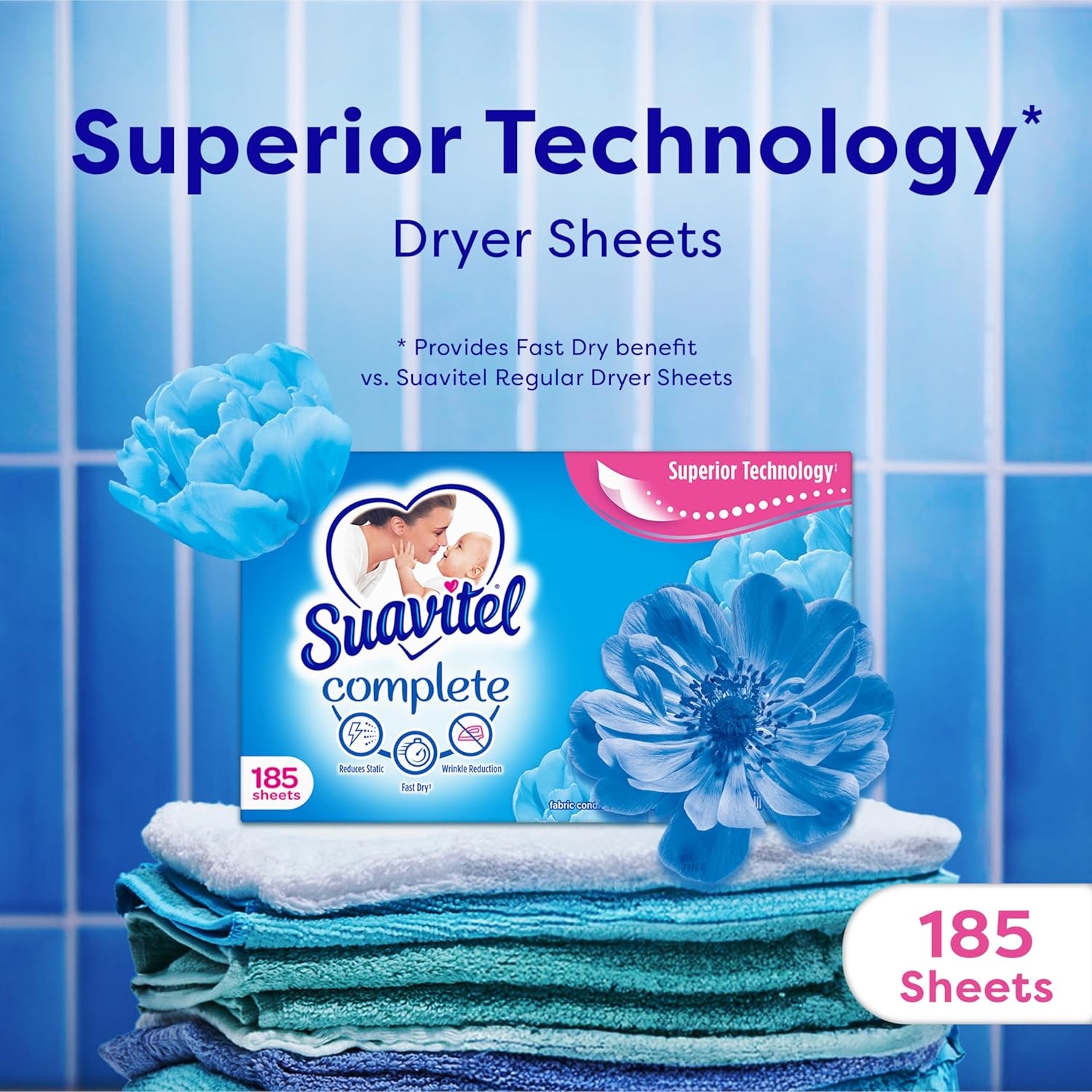 imageSuavitel Complete Fabric Softener Dryer Sheets Field Flowers 185 ct 4 pack1 Count Pack of 4