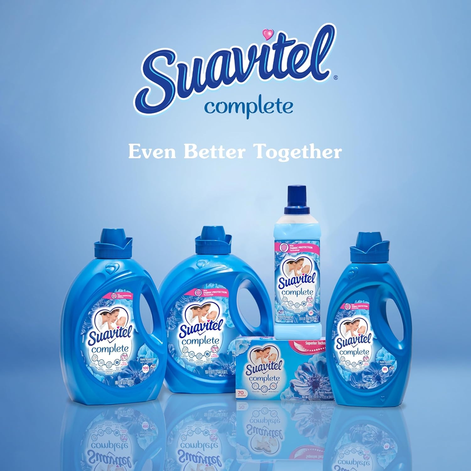 imageSuavitel Complete Liquid Fabric Softener Fabric Conditioner HE Compatible 100 Small Loads Field Flowers Scent 100 fl oz BottleField Flowers Complete