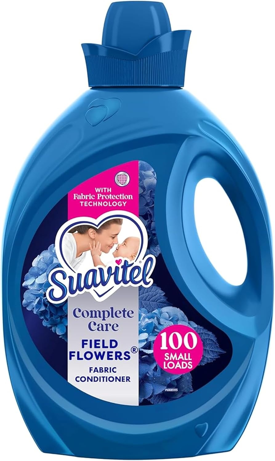 imageSuavitel Complete Liquid Fabric Softener Fabric Conditioner HE Compatible 100 Small Loads Field Flowers Scent 100 fl oz BottleField Flowers Complete
