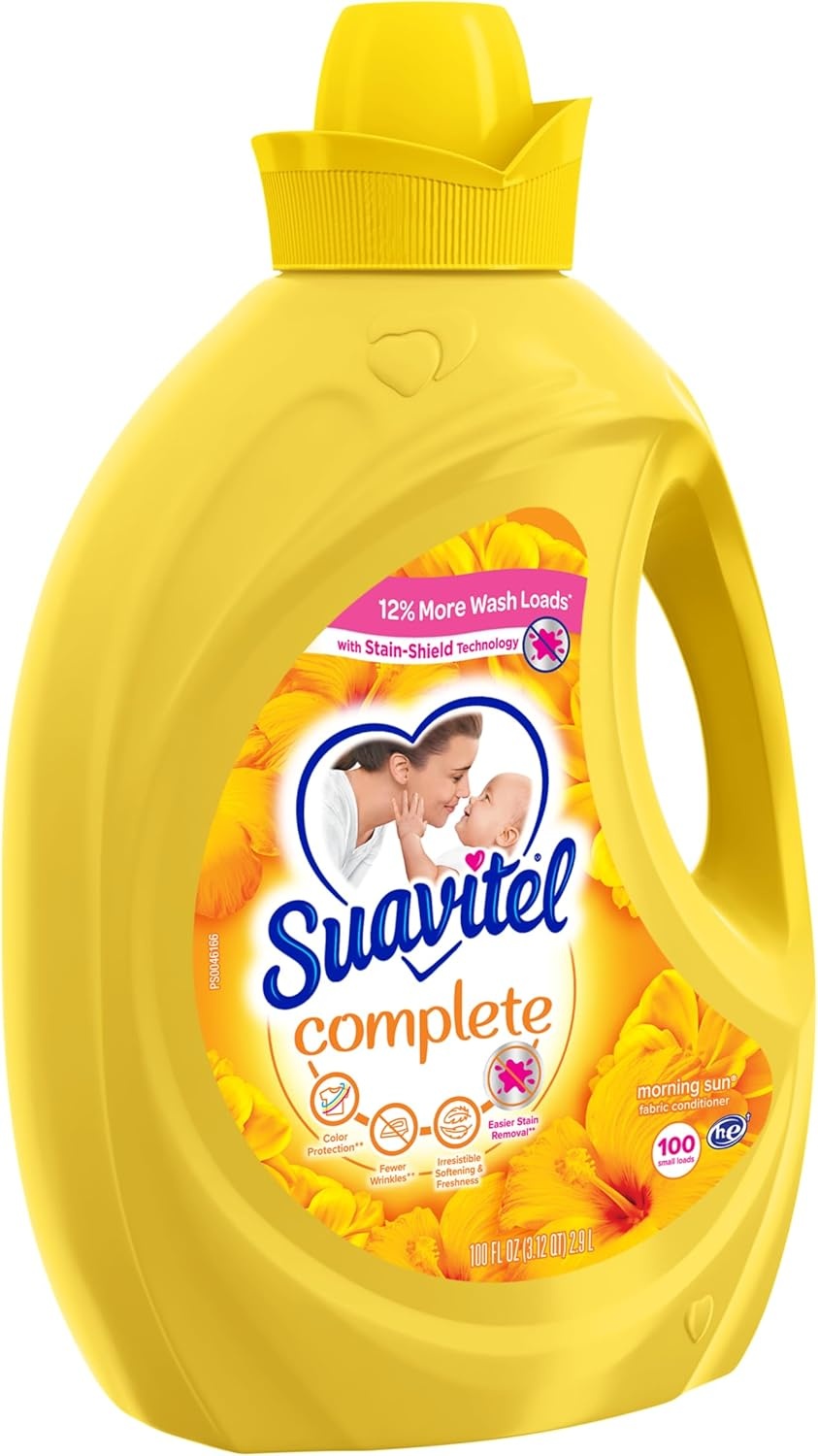 imageSuavitel Complete Liquid Fabric Softener Fabric Conditioner HE Compatible 100 Small Loads Field Flowers Scent 100 fl oz BottleMorning Sun Complete