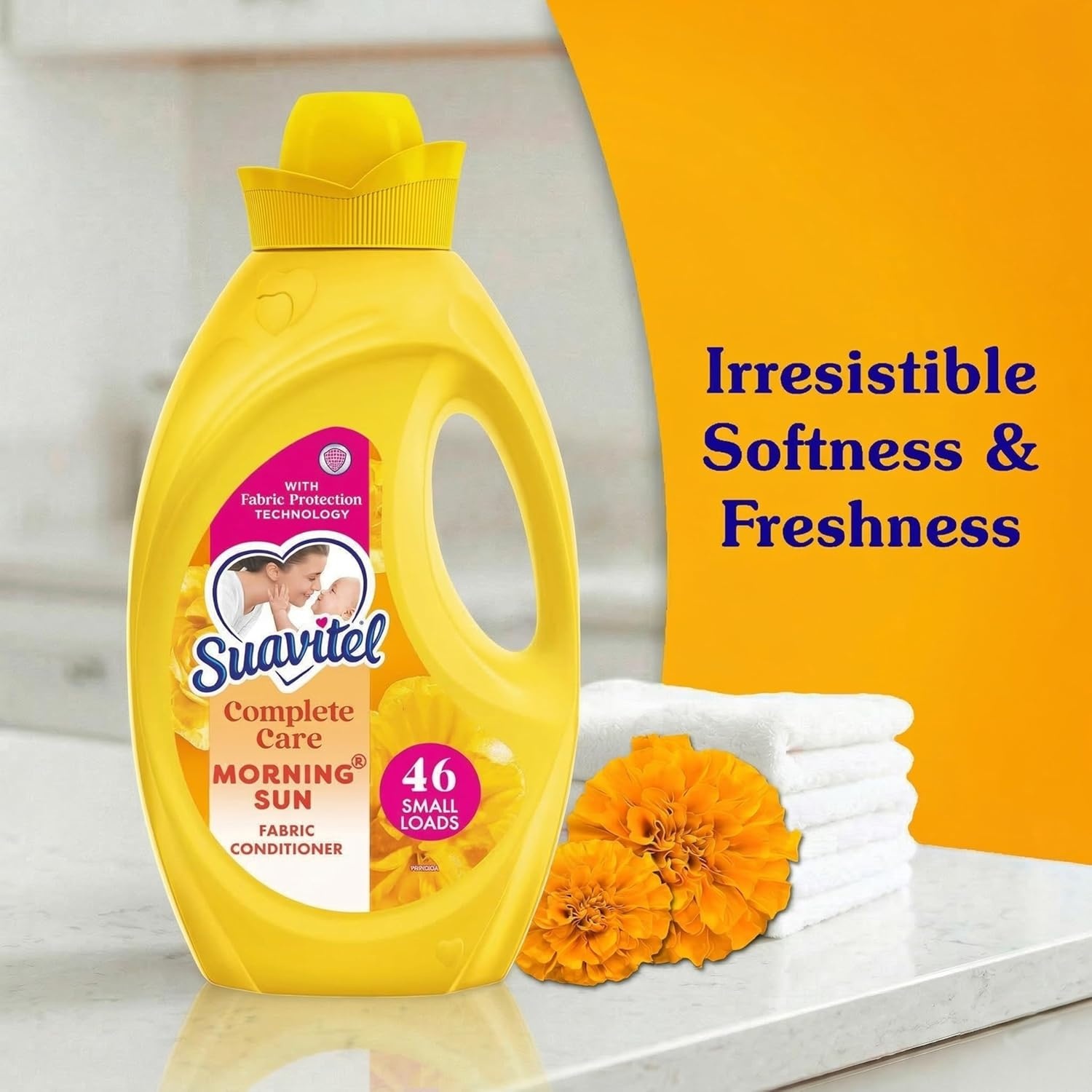 imageSuavitel Complete Liquid Fabric Softener Fabric Conditioner HE Compatible 100 Small Loads Field Flowers Scent 100 fl oz BottleMorning Sun Complete