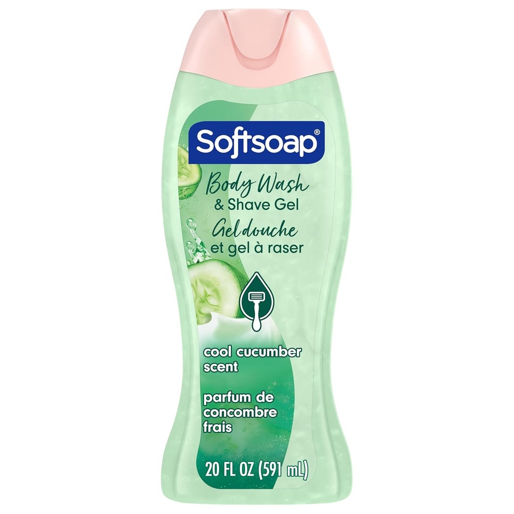 imageSoftsoap Moisturizing Body Wash and Shave Gel For Softer Feeling Skin Helps Razor Glide Cool Cucumber Scent 20 fl ozCool Cucumber