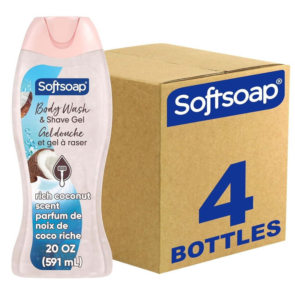 imageSoftsoap Moisturizing Body Wash and Shave Gel For Softer Feeling Skin Helps Razor Glide Cool Cucumber Scent 20 fl ozRich Coconut