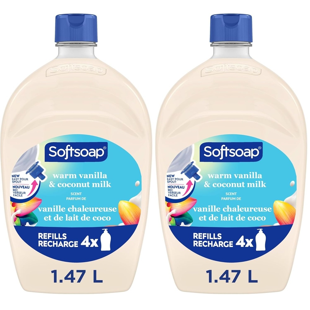 imageSoftsoap Moisturizing Liquid Hand Soap Warm Vanilla and Coconut Milk 50 oz Refill50 Fl Oz Pack of 2