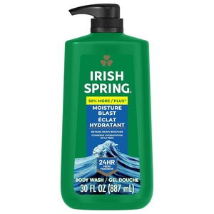 Irish Spring Mens Body Wash, Moisture Blast Body Wash for Men, Feel Fresh All Day, 30 Oz Pump Bottle(Moisture Blast)