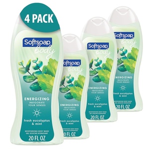 Softsoap Body Wash, Pomegranate & Mango Spritz Body Wash, 20 Fl Oz (Pack of 4)(Eucalyptus & Mint)