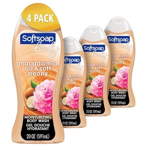 Softsoap Body Wash, Pomegranate & Mango Spritz Body Wash, 20 Fl Oz (Pack of 4)(Macademia)