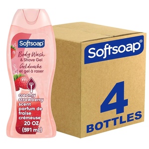 Softsoap Moisturizing Body Wash and Shave Gel, For Softer Feeling Skin, Helps Razor Glide, Cool Cucumber Scent, 20 fl oz(Creamy Strawberry)